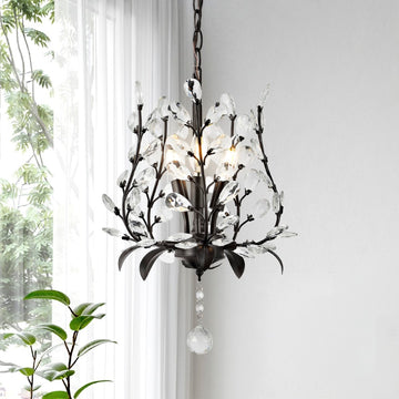 Diantha 28.5" 7-Light Contemporary Bohemian Iron/Acrylic LED Pendant - JONATHAN Y